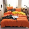 Wholesale of pure orange 1.5 four-piece set of pure aloe vera cotton pure color double-sided process bedding Specification image